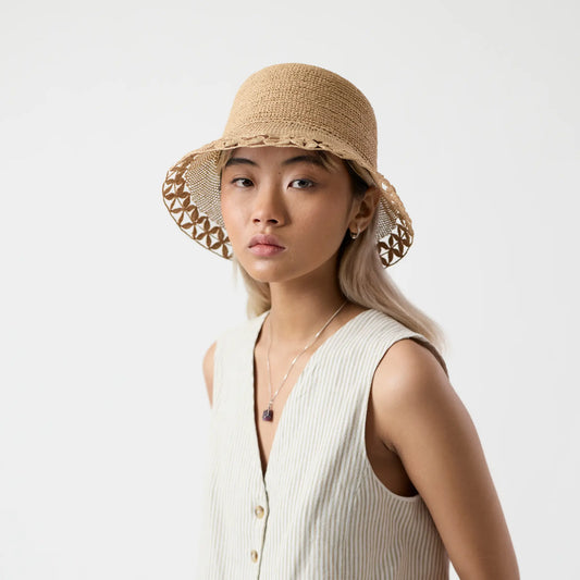 Bokety handwoven raffia lace bucket hat by TANORA — view 2