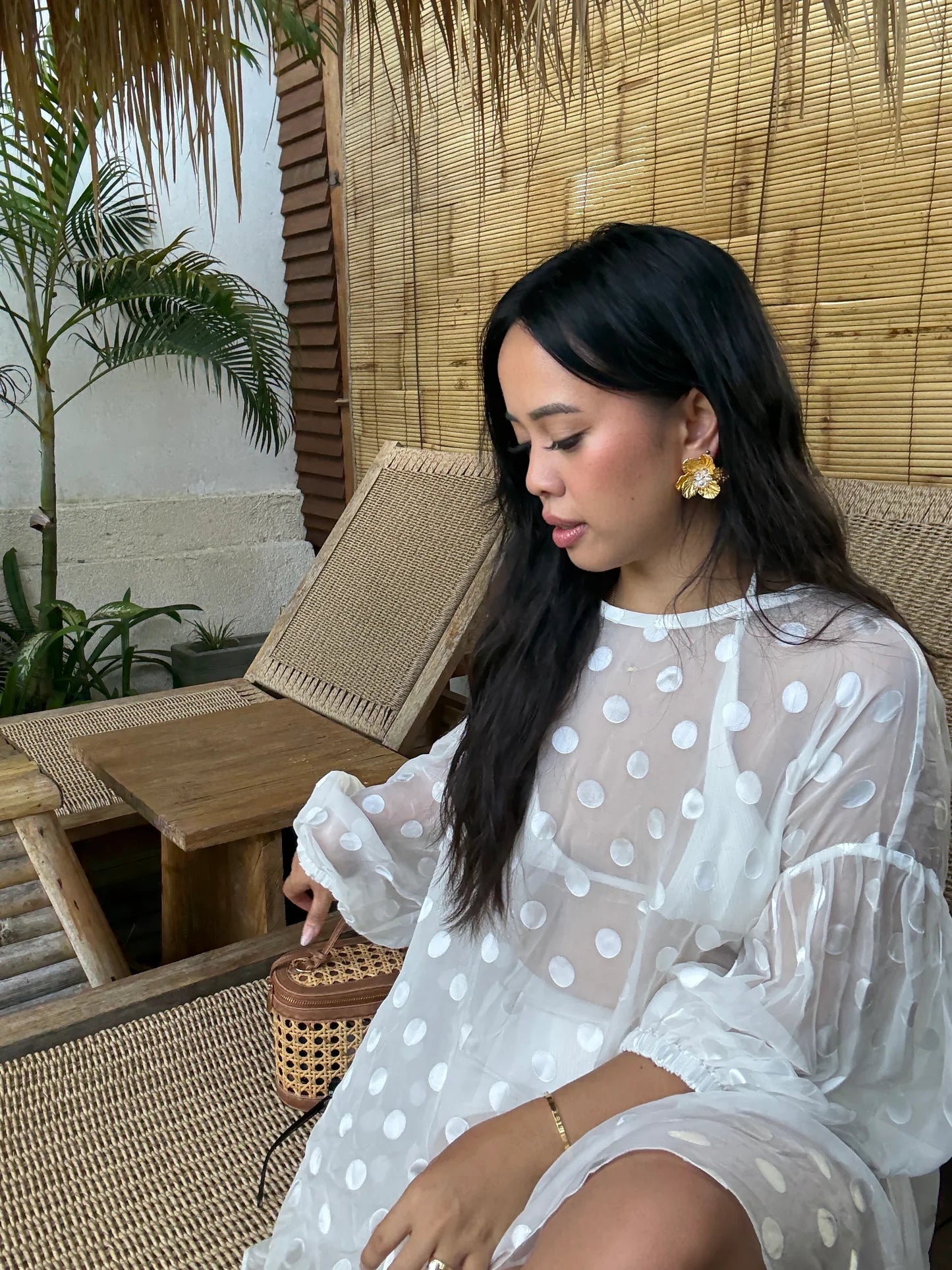 Sheer Spot Balloon Sleeve Blouse by ISABELLA LONGGINOU - image 4