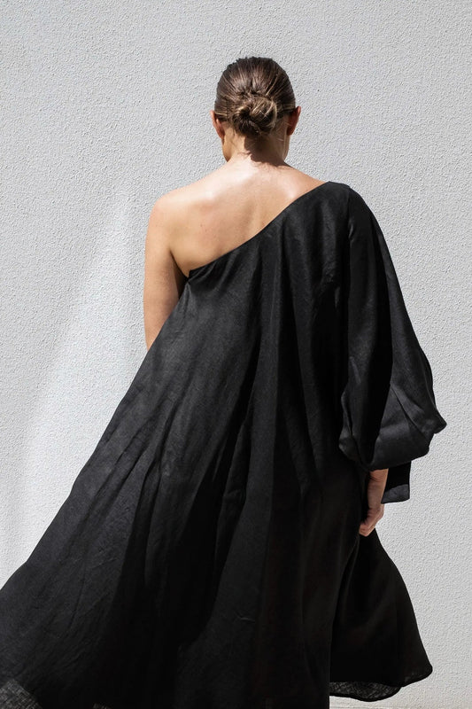 Black Balloon Sleeve Swing Dress by ISABELLA LONGGINOU - image 2