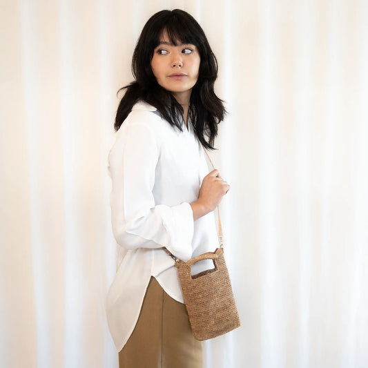 Mini Ngeza handwoven raffia crossbody bag by TANORA — view 2