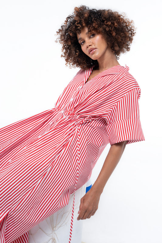 Leon Dress — Red Stripe