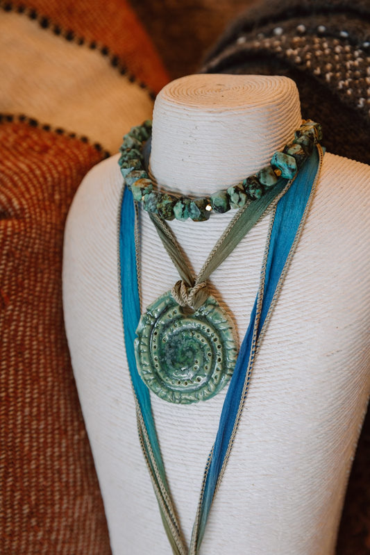 Gindi Girl Tidal Spiral Ceramic Necklace