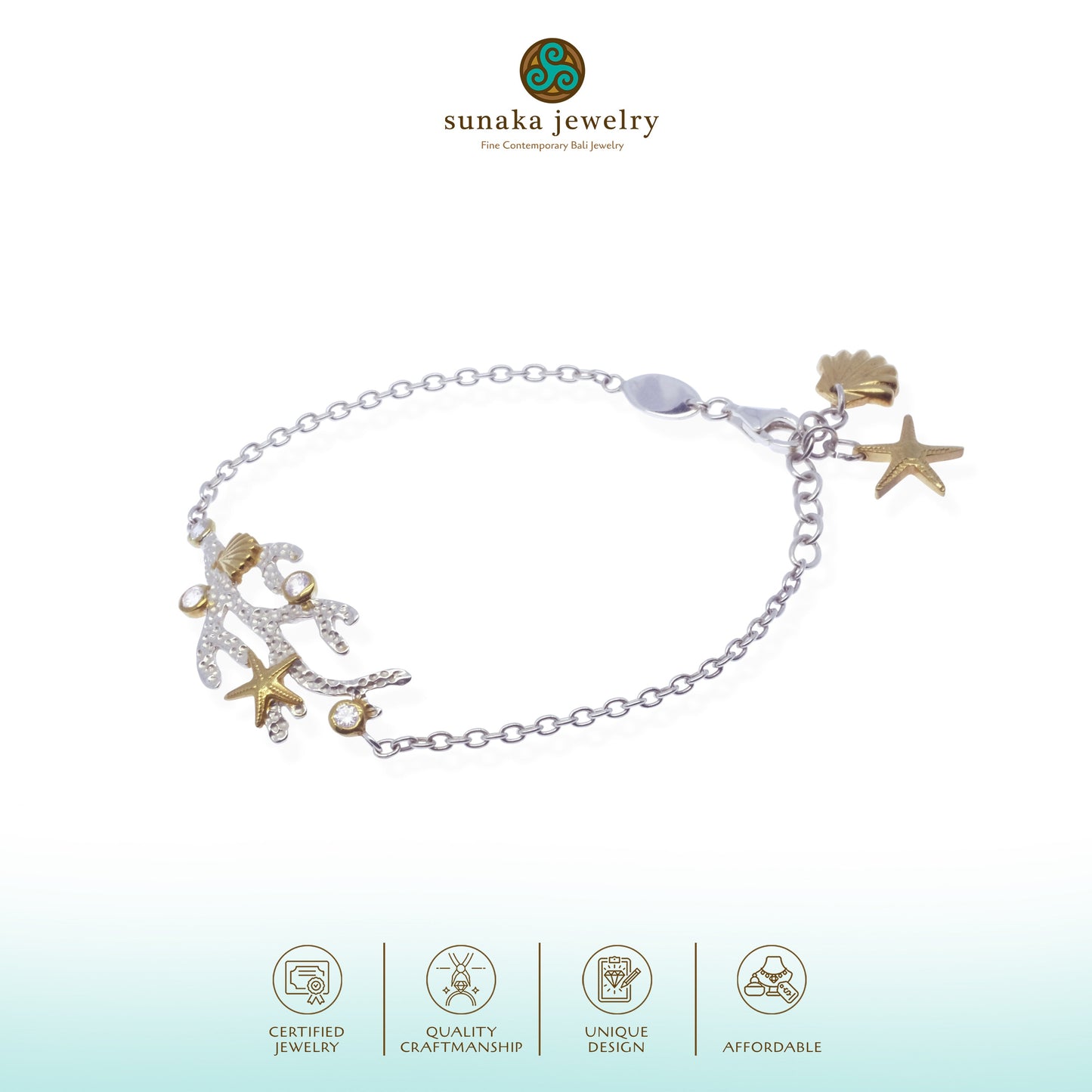 Sunaka Coral Reef bracelet in sterling silver with gold plating
