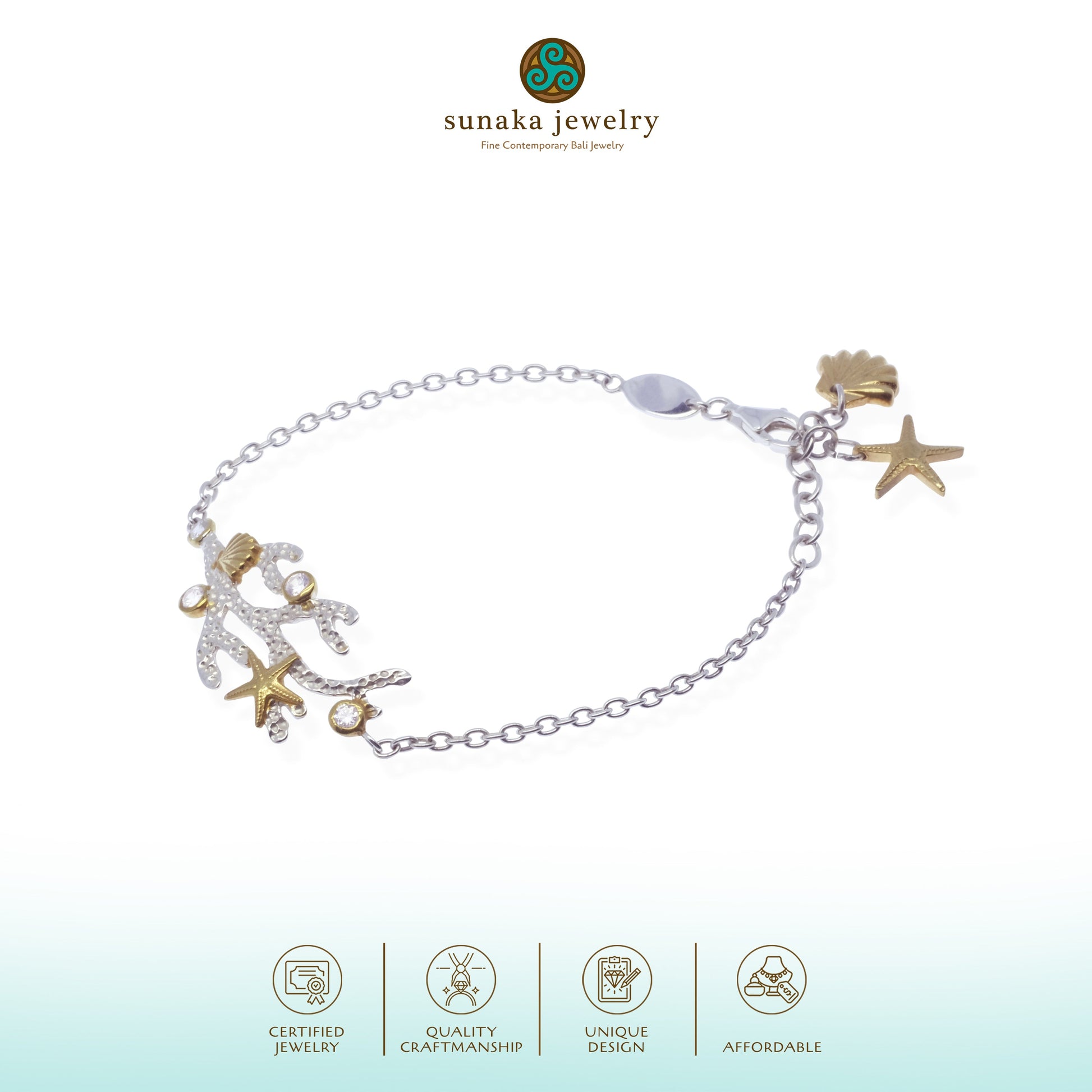 Sunaka Coral Reef bracelet in sterling silver with gold plating