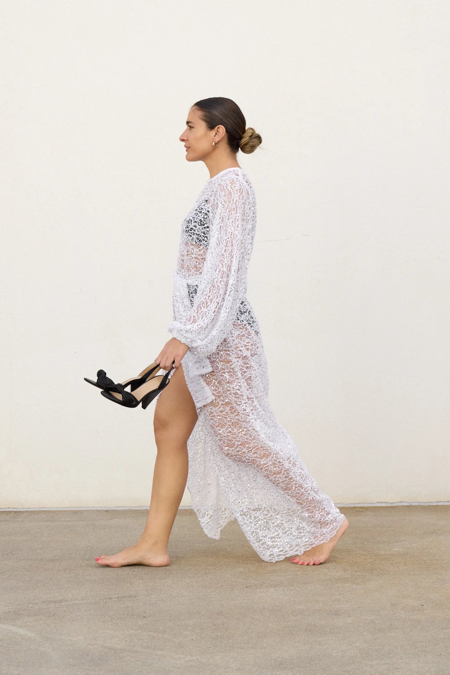Sheer Sequin Balloon Sleeve Shirt by ISABELLA LONGGINOU