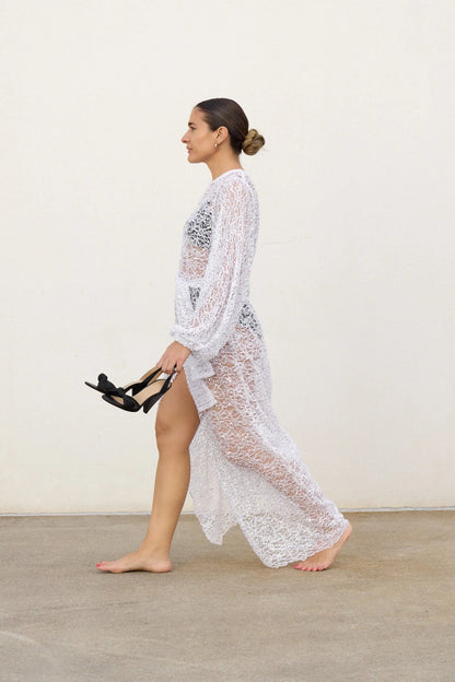 Sheer Sequin Balloon Sleeve Shirt by ISABELLA LONGGINOU