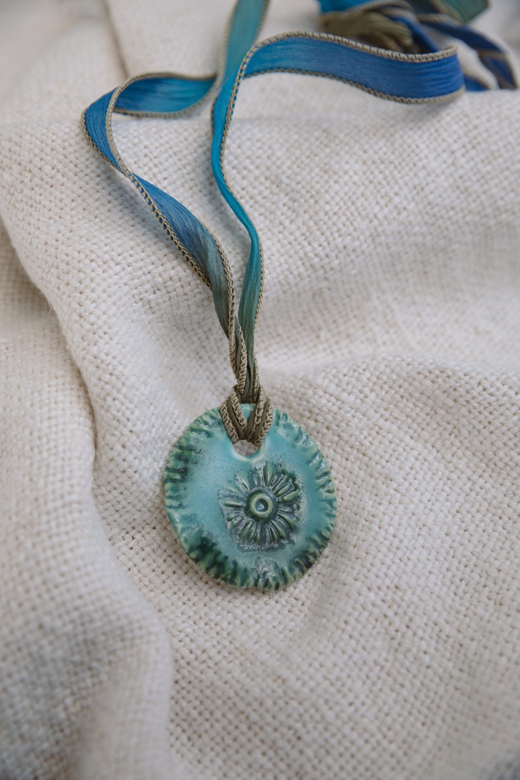 Gindi Girl Bluebird ceramic pendant necklace