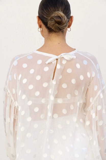Sheer Spot Balloon Sleeve Blouse by ISABELLA LONGGINOU - image 3