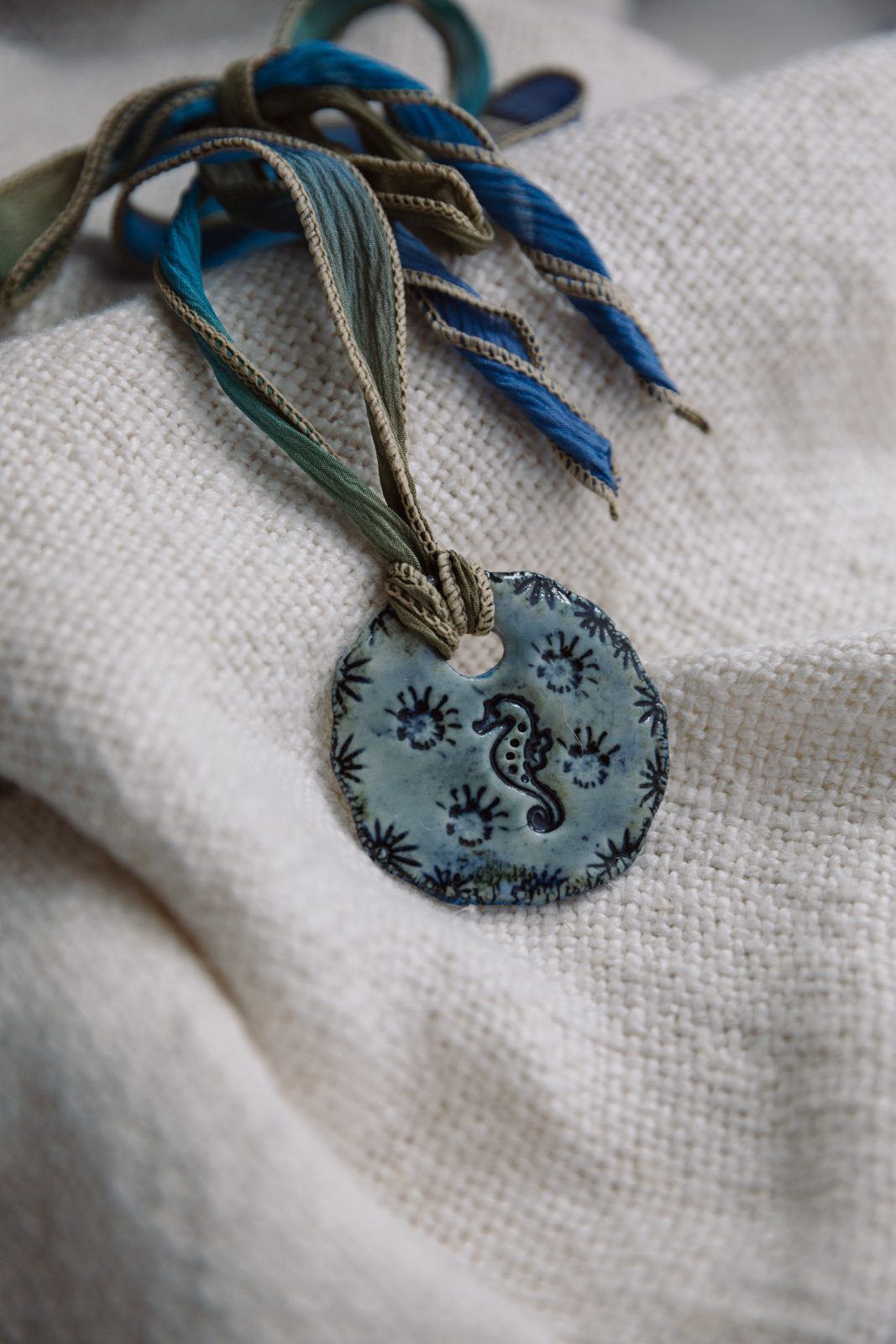 Gindi Girl Seahorse Pebbles Ceramic Necklace