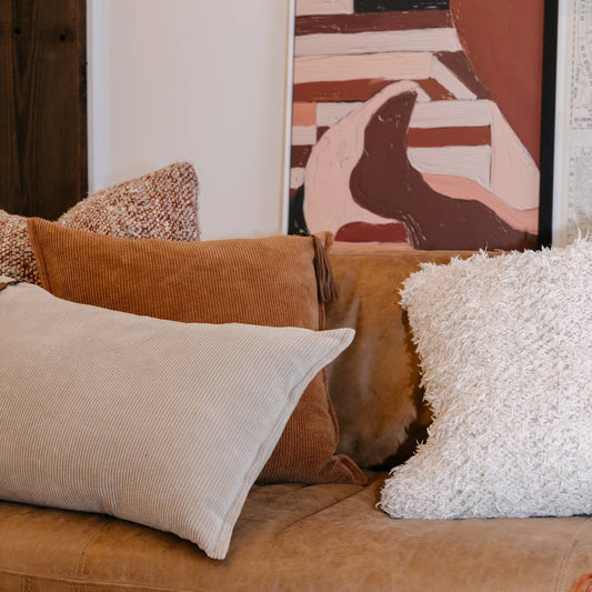 Hudson Corduroy Cushion styled on sofa