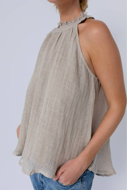 Ava Linen Top - Natural