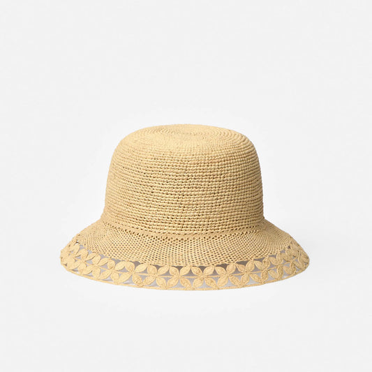 Bokety handwoven raffia lace bucket hat by TANORA