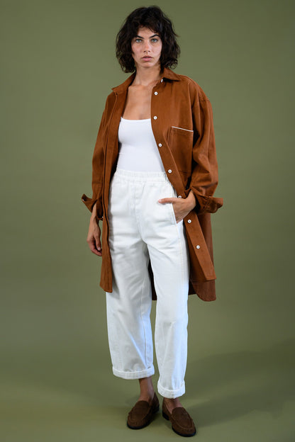 Sashiko Jacket by The Boy and I — Caramel cotton canvas denim, front