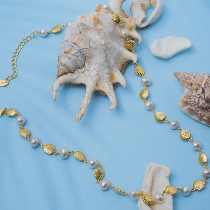 Sunaka Shell Pearl choker worn