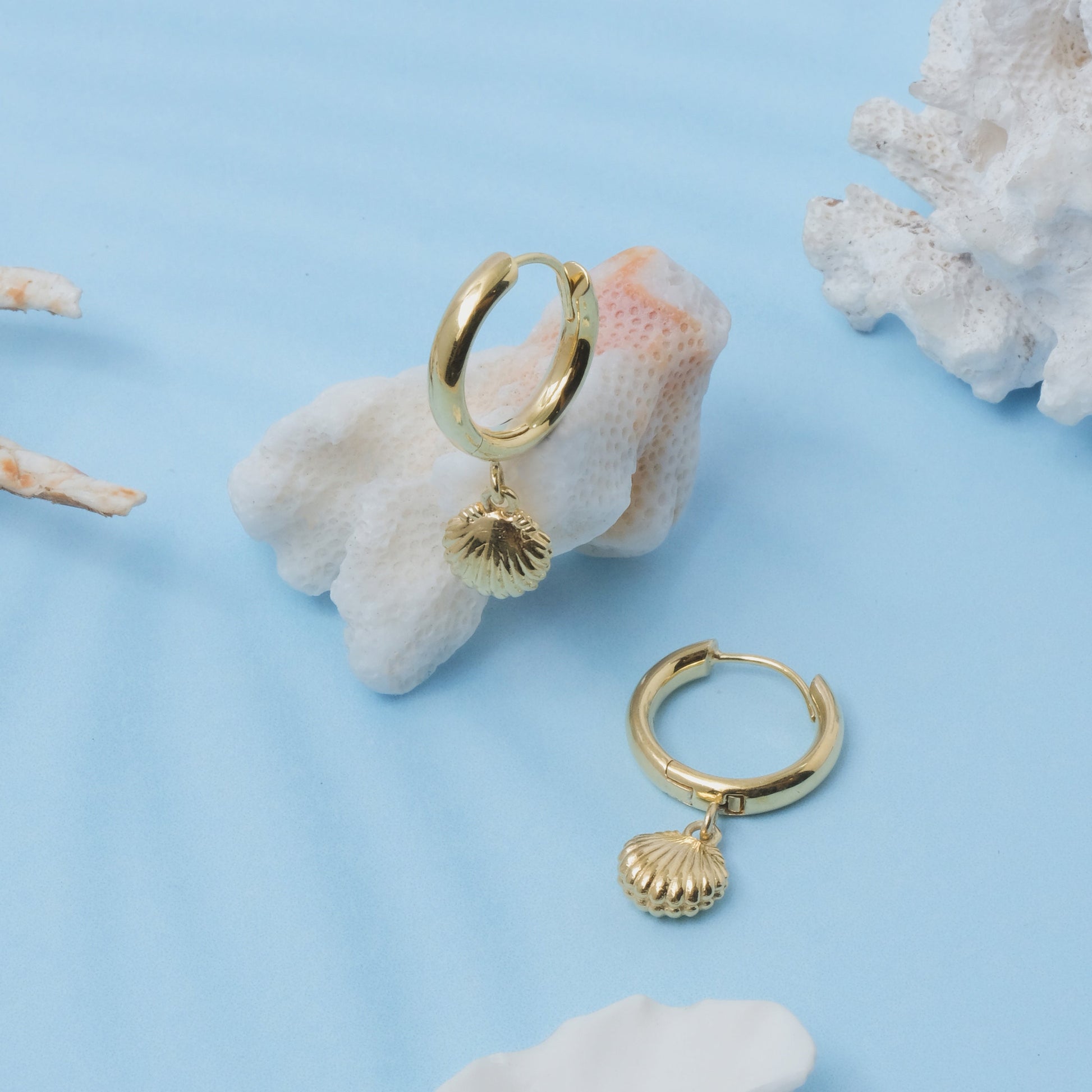 Sunaka Shell Pearl hoop earrings worn