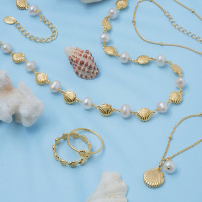 Sunaka Shell Pearl choker worn