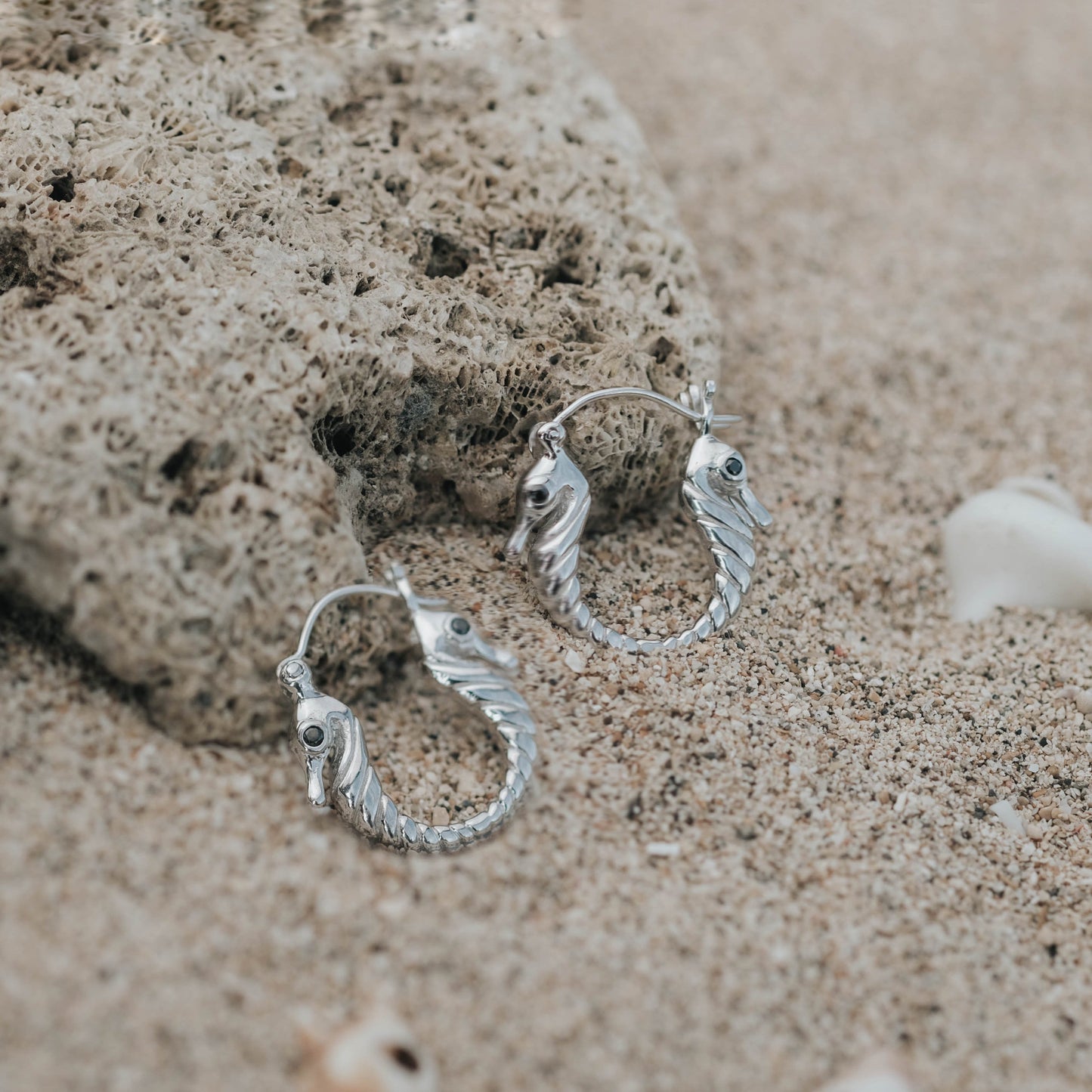 Sunaka Seahorse hoop earrings worn