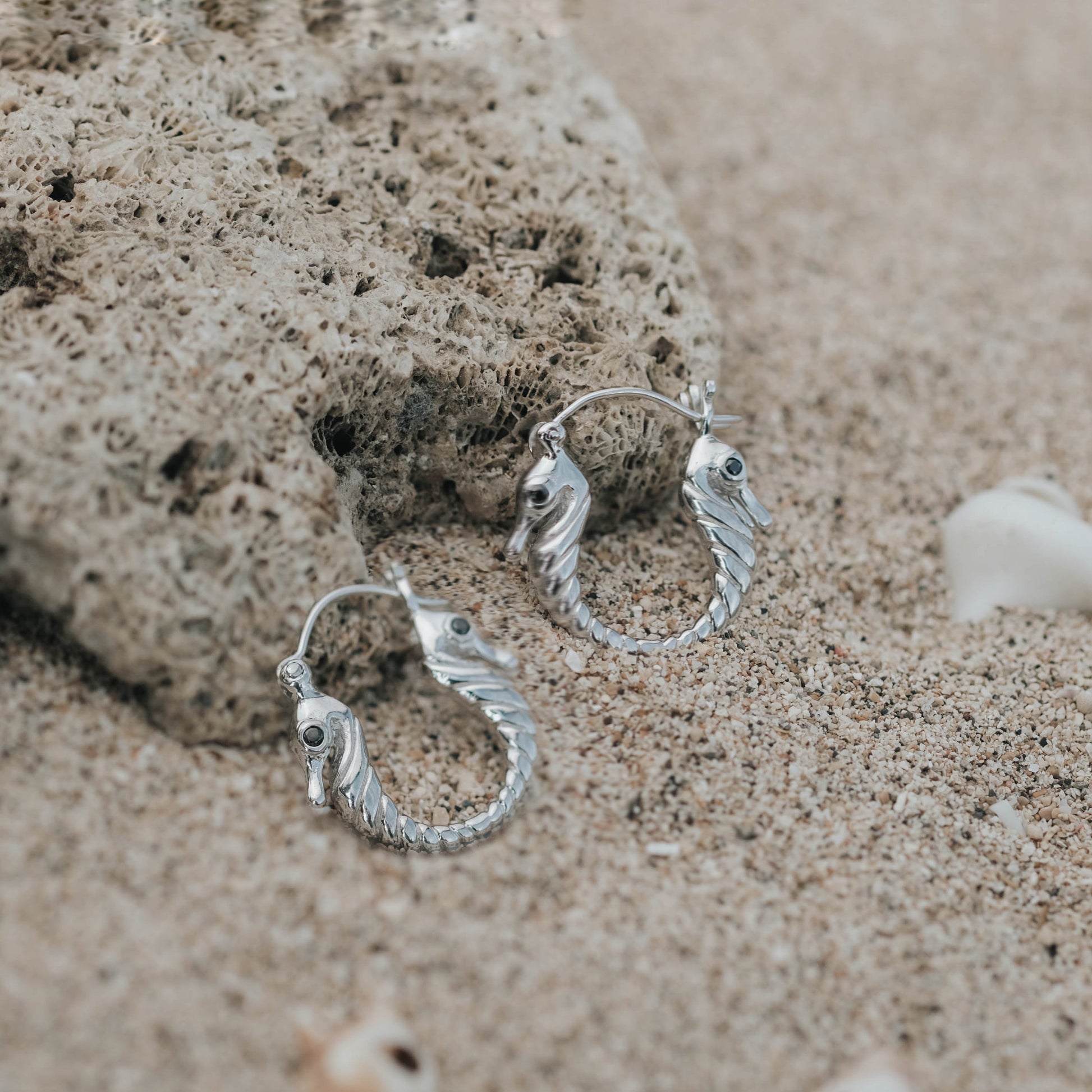 Sunaka Seahorse hoop earrings worn