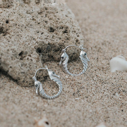Sunaka Seahorse hoop earrings worn