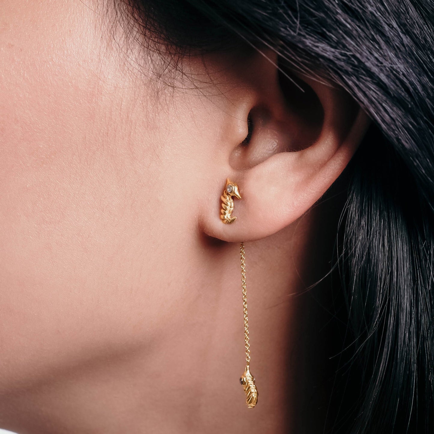 Sunaka Seahorse drop earrings worn