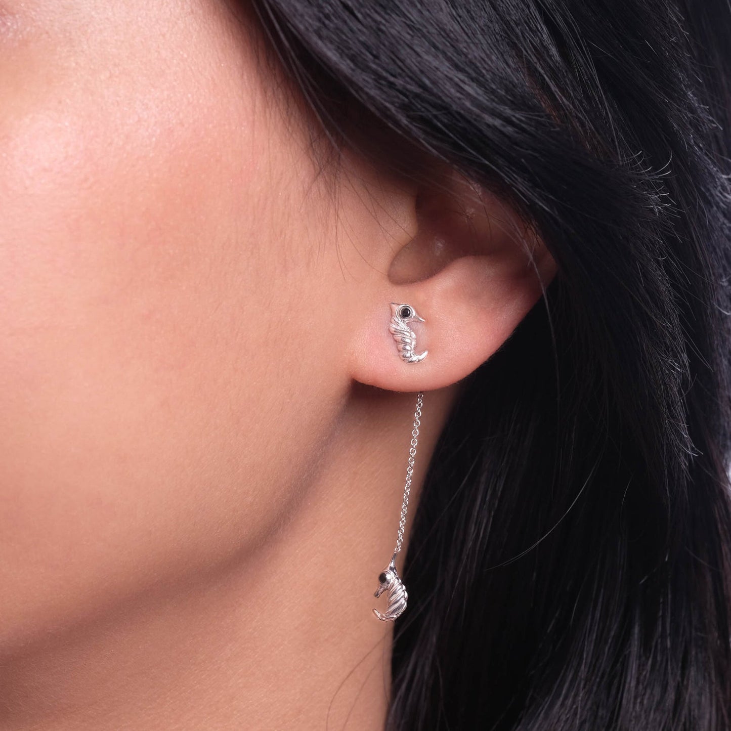 Sunaka Seahorse drop earrings worn