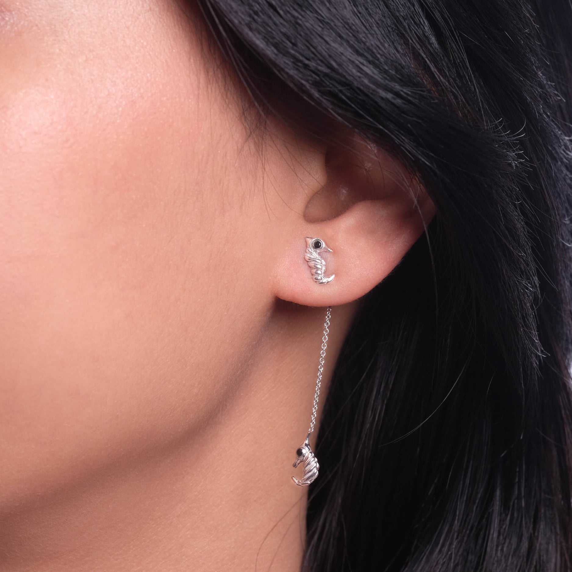 Sunaka Seahorse drop earrings worn
