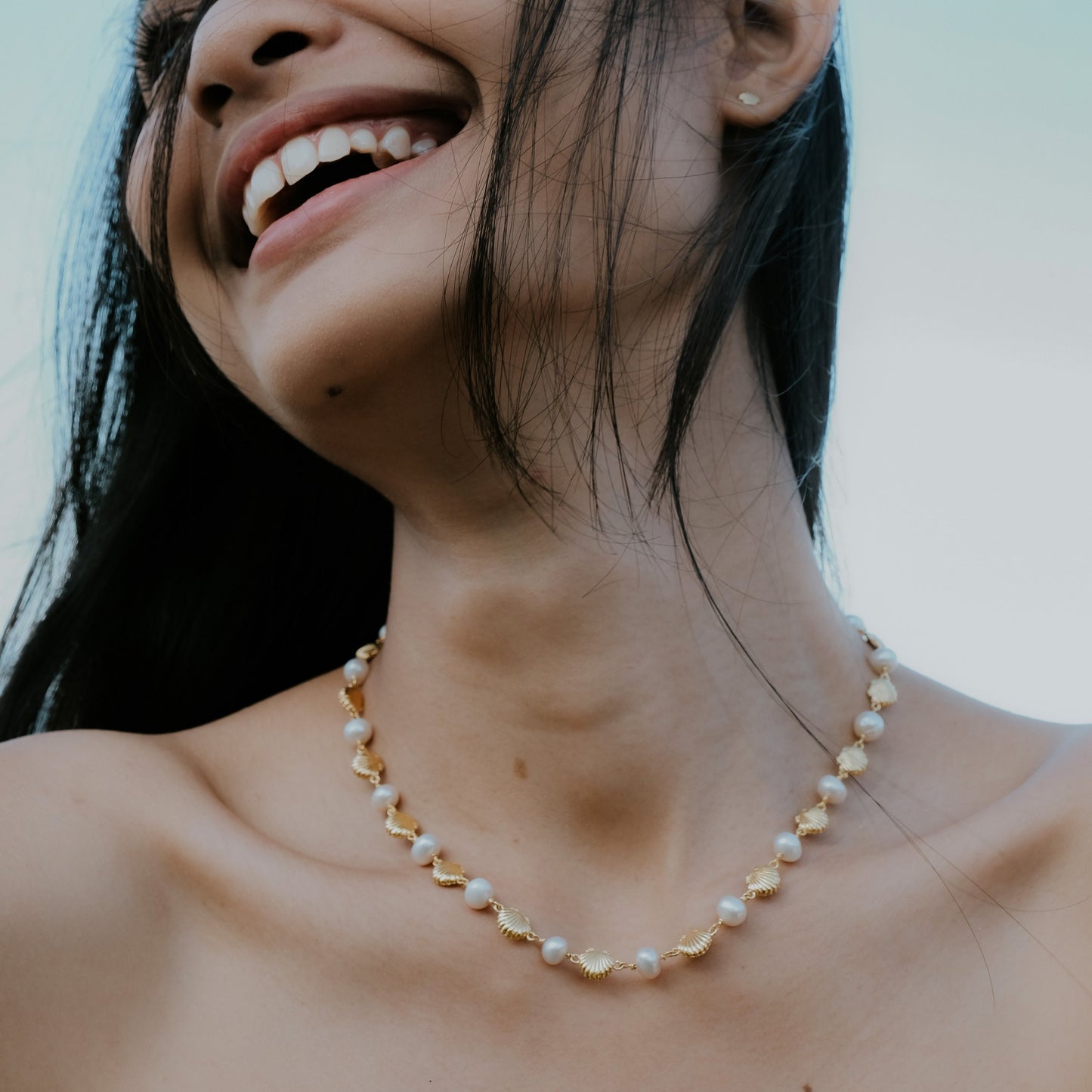 Sunaka Shell Pearl choker worn