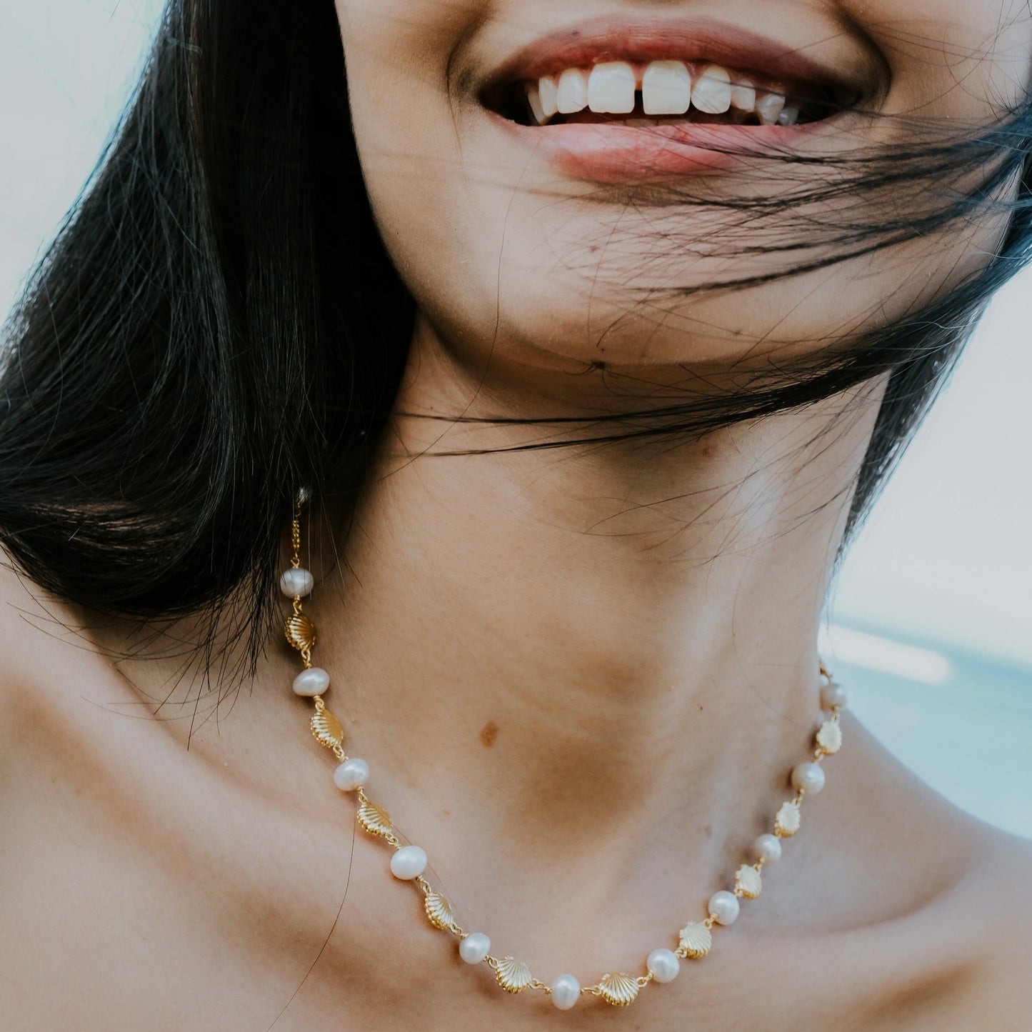 Sunaka Shell Pearl choker worn