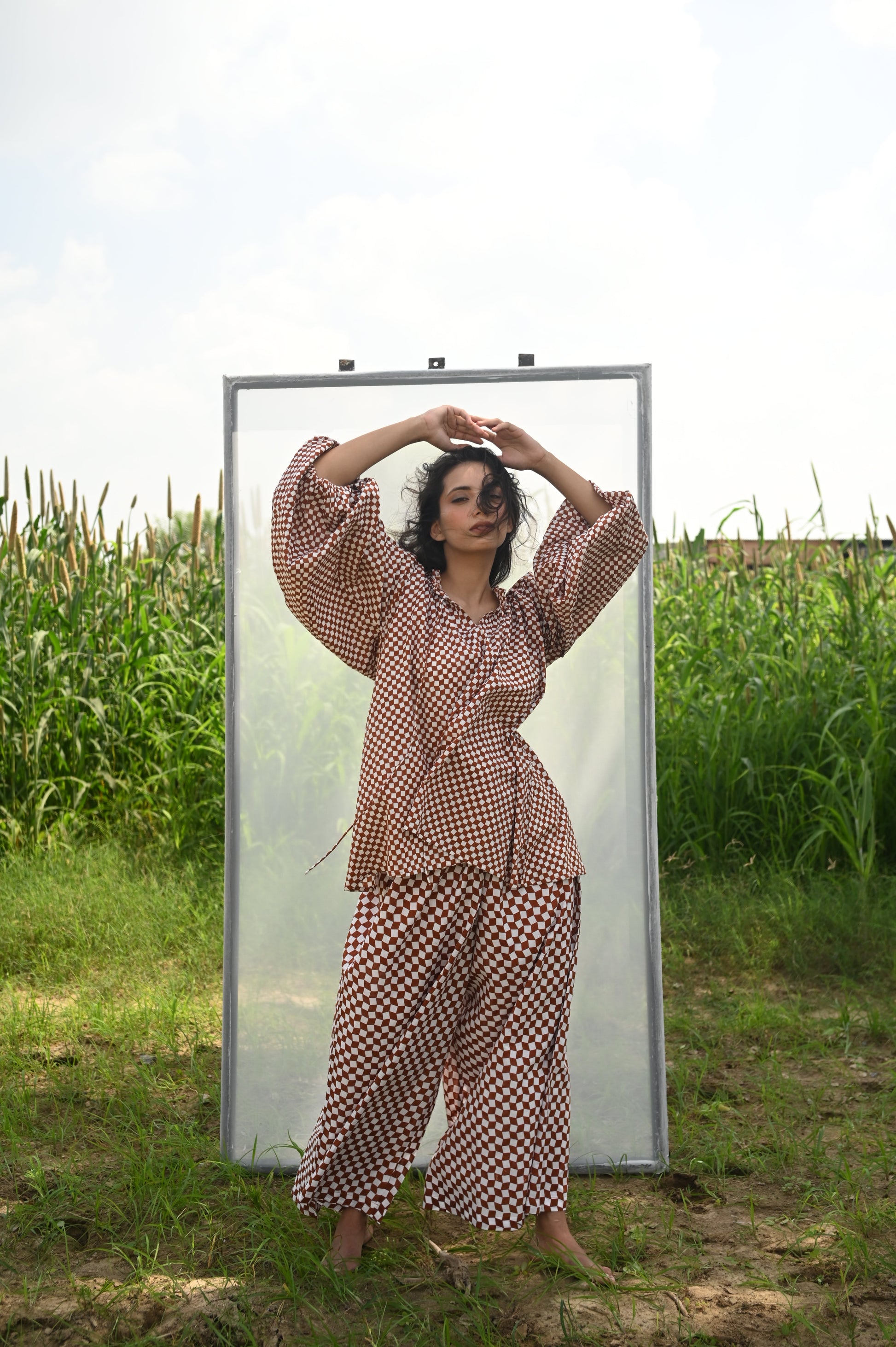 Byron Blouse Cocoa Check