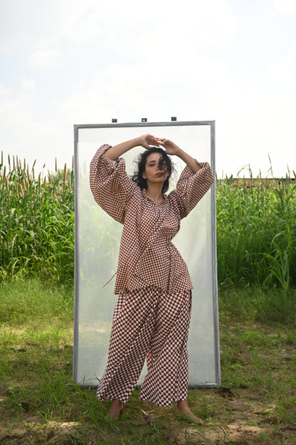 Byron Blouse Cocoa Check