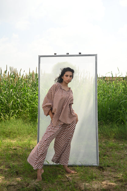 Byron Blouse Cocoa Check