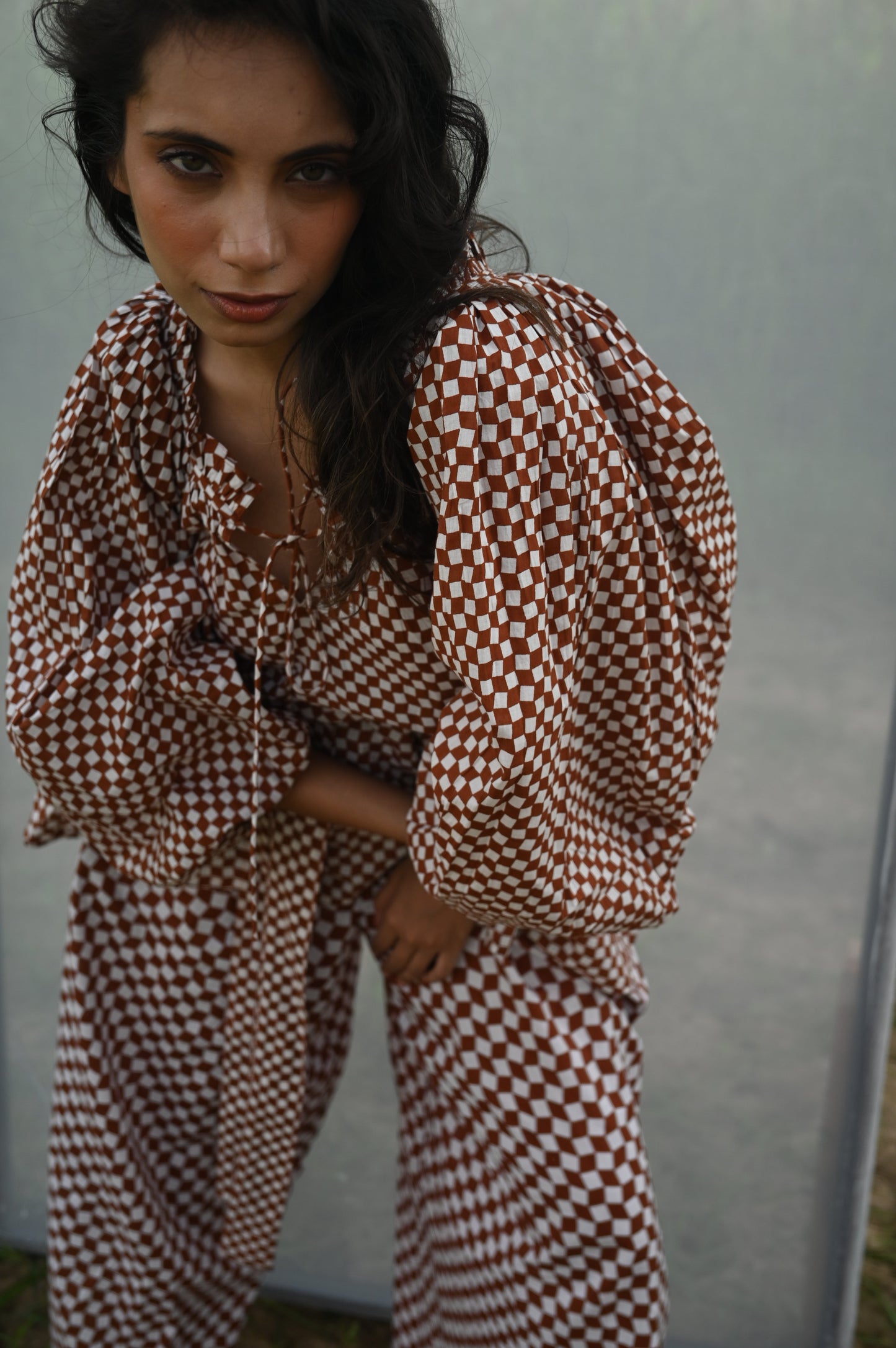 Byron Blouse Cocoa Check