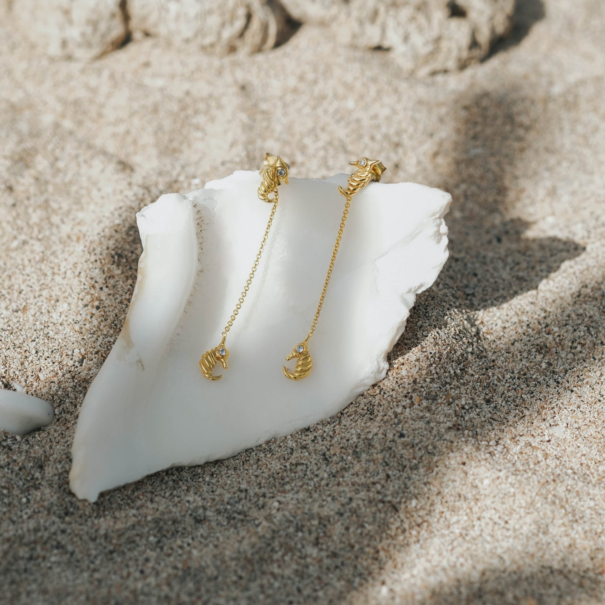 Sunaka Seahorse drop earrings in gold