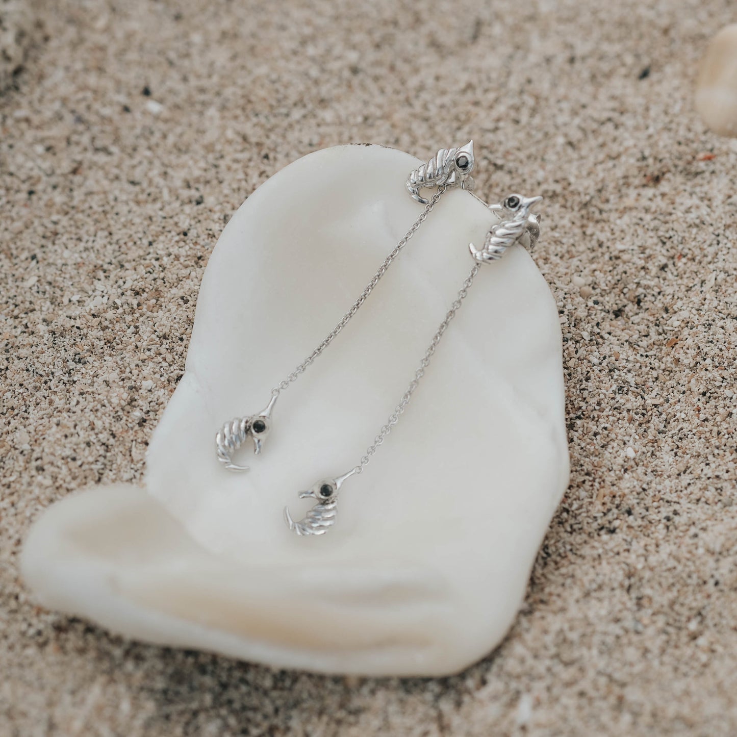 Sunaka Seahorse drop earrings in silver