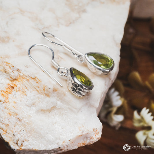 Sunaka hammered garnet earrings front
