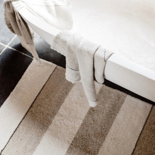 Retreat Linen Bathmat - Natural/Ivory/Black