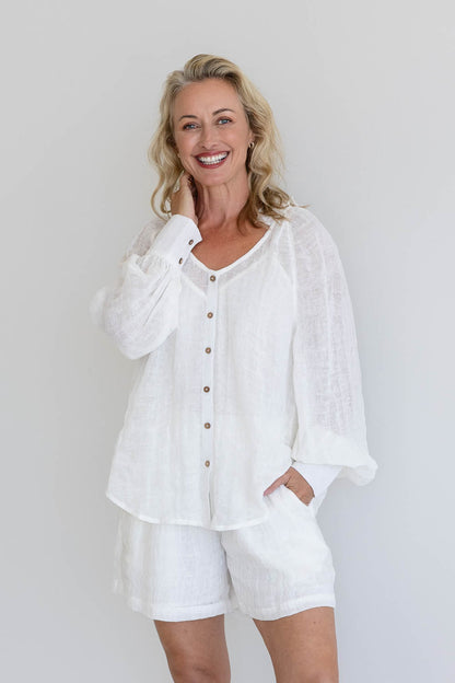Mika Linen Blouse - Off White