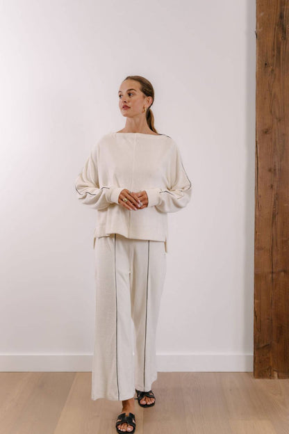 Empire Axis Pant - White with Black Piping