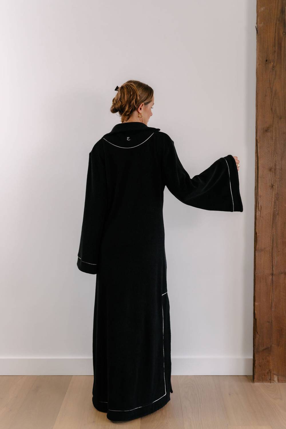 Empire Statement Kaftan - Black with White Piping