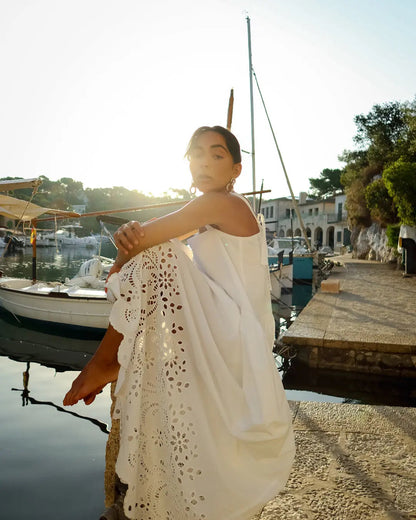 Cotton Broderie Gathered Dress by ISABELLA LONGGINOU - image 2