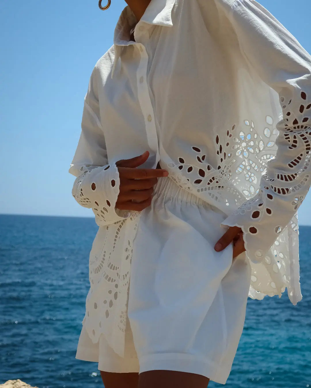 Cotton Broderie Button Up by ISABELLA LONGGINOU - image 3