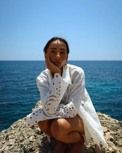 Cotton Broderie Button Up by ISABELLA LONGGINOU
