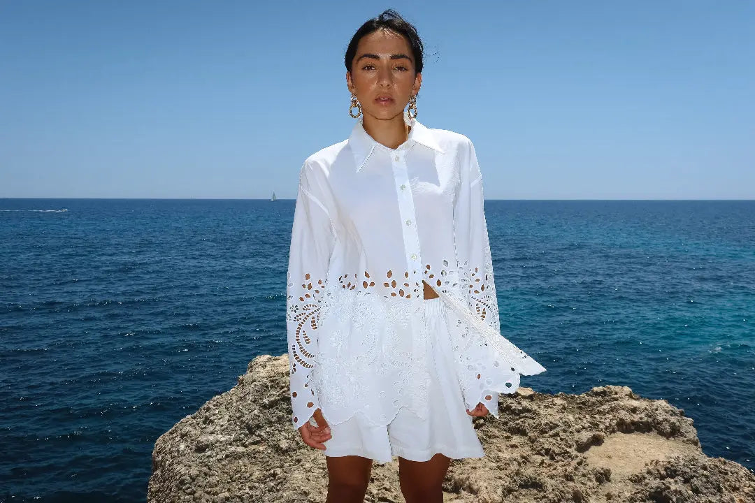 Cotton Broderie Button Up by ISABELLA LONGGINOU - image 4