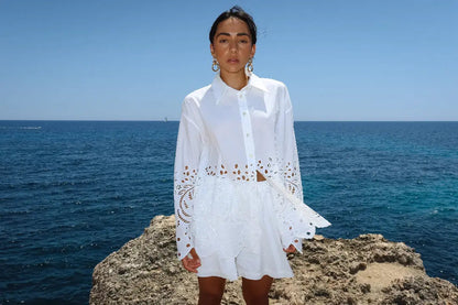 Cotton Broderie Button Up by ISABELLA LONGGINOU - image 4