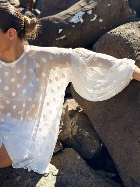 Sheer Spot Balloon Sleeve Blouse by ISABELLA LONGGINOU - image 2