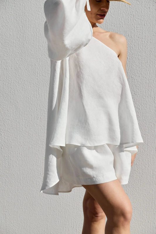 White Balloon OS Sleeve Swing Top by ISABELLA LONGGINOU