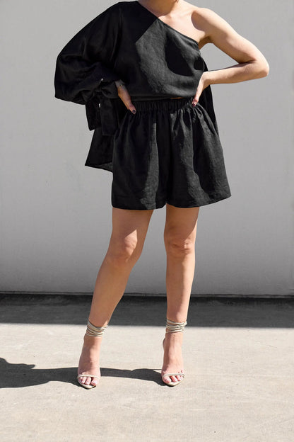 Black Relaxed Shorts by ISABELLA LONGGINOU