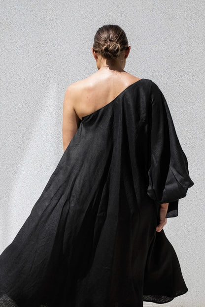 Black Balloon Sleeve Swing Dress by ISABELLA LONGGINOU - image 2