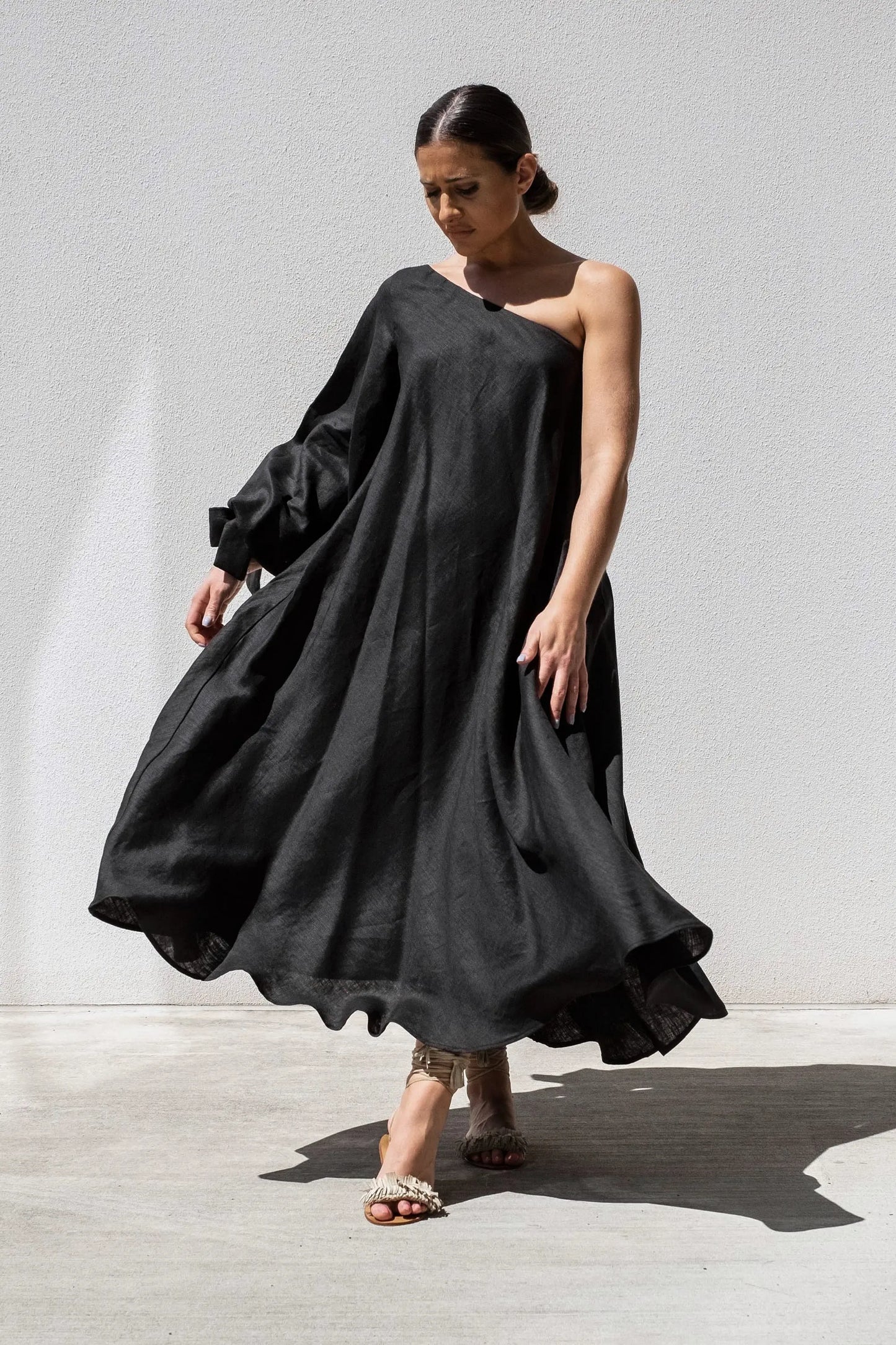 Black Balloon Sleeve Swing Dress by ISABELLA LONGGINOU - image 4