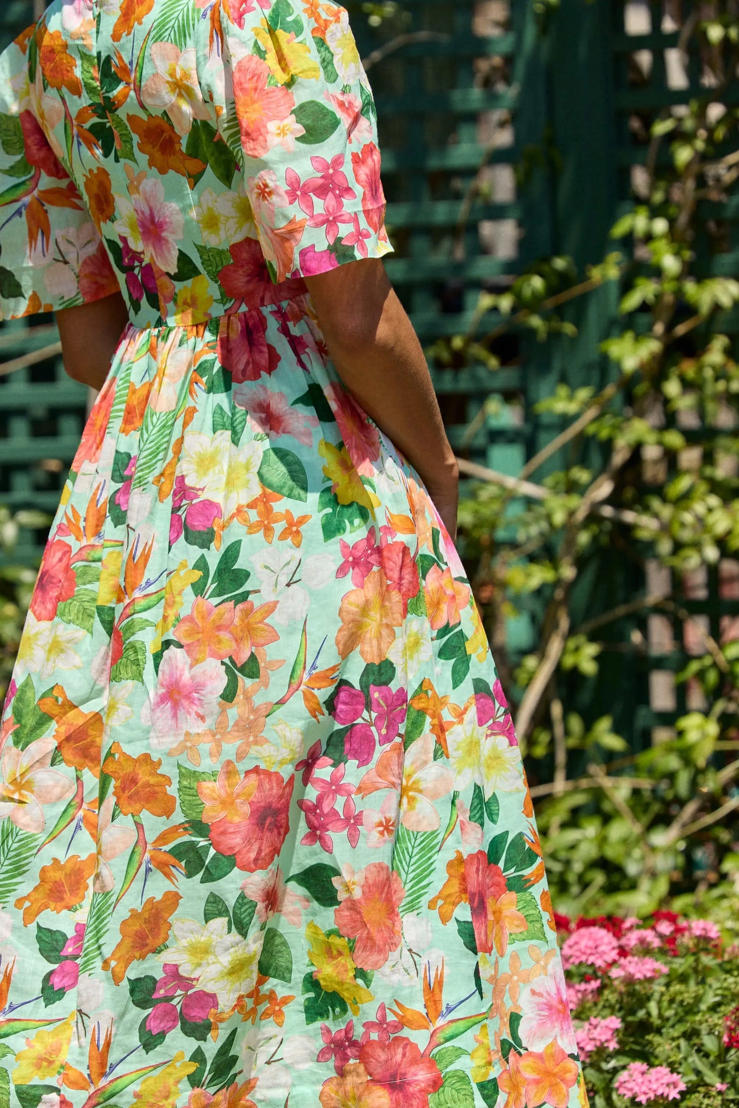 Hibiscus Pleated Sleeve Gathered Dress by ISABELLA LONGGINOU - image 4